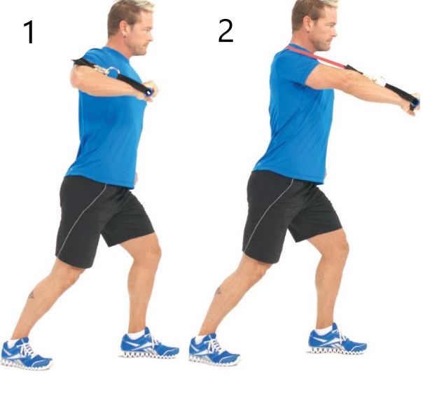 single arm chest press band back